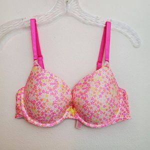 Victoria's Secret pink and orange floral demi bra 36C